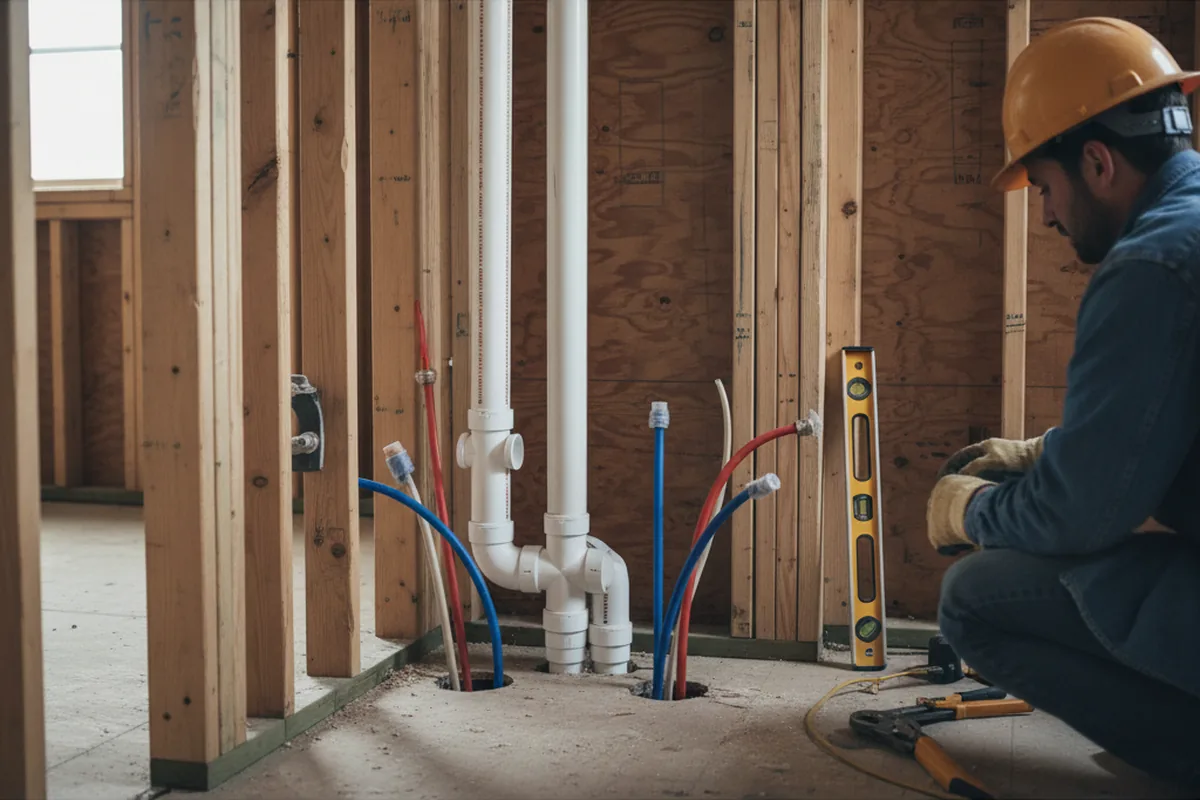 Drain and supply rough-in during Drain Cleaning in Alvord