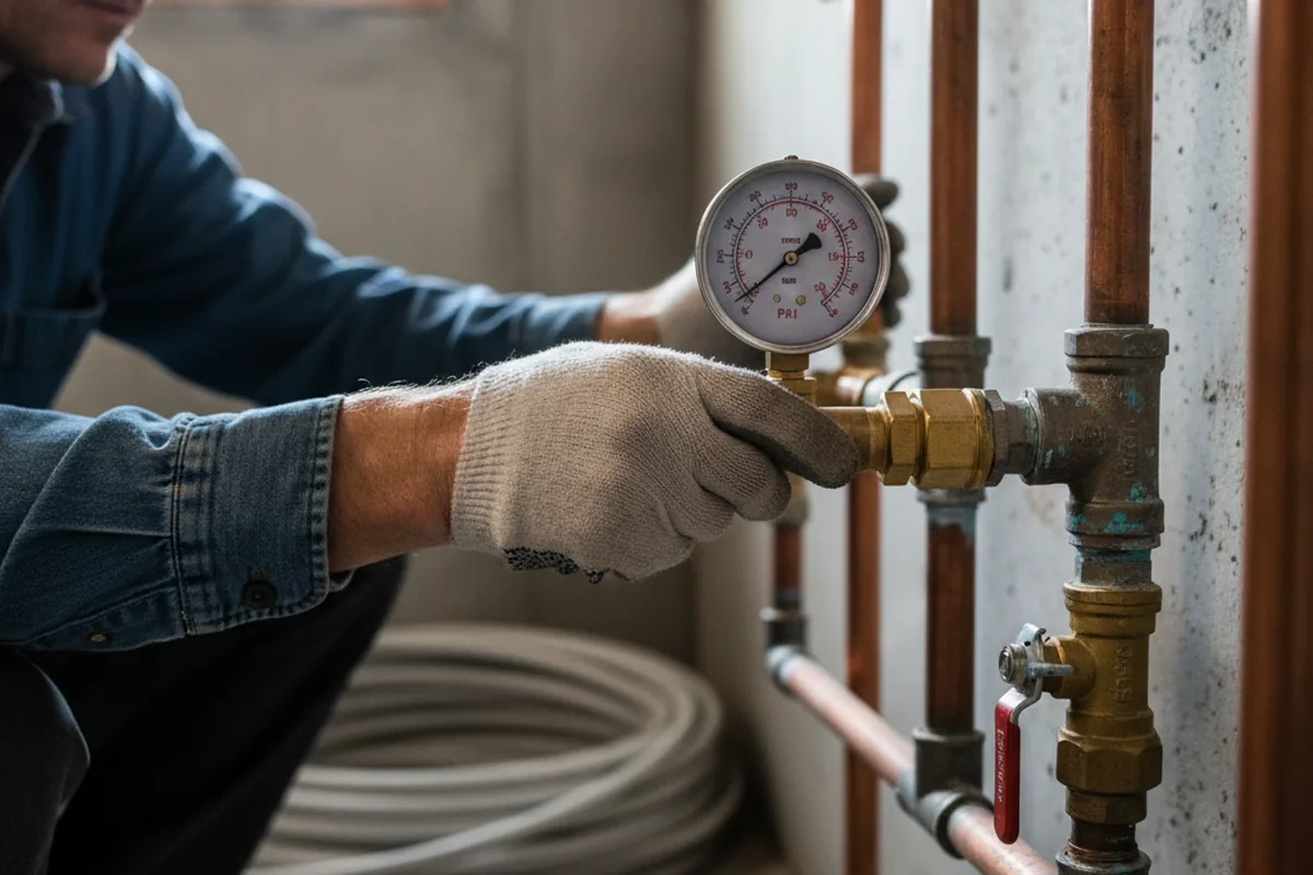 Pressure testing a repaired line during Water Line Repair in Alvord